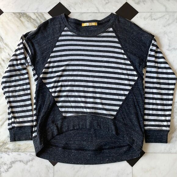 COIN Charcoal and White Striped Crewneck Pullover - Picture 1 of 5